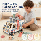 Wooden Kids Tool Set with Police Car Toolbox