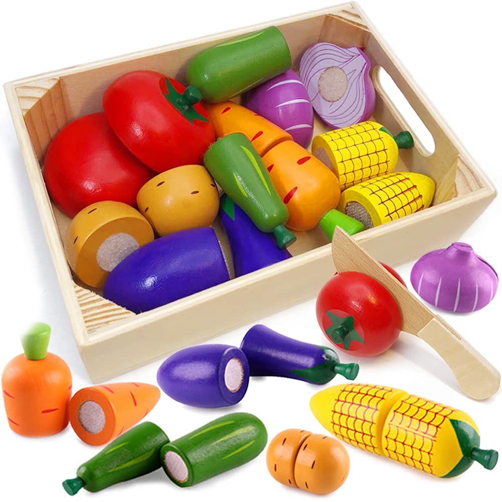 Wooden Cutting Play Food Set for Kids