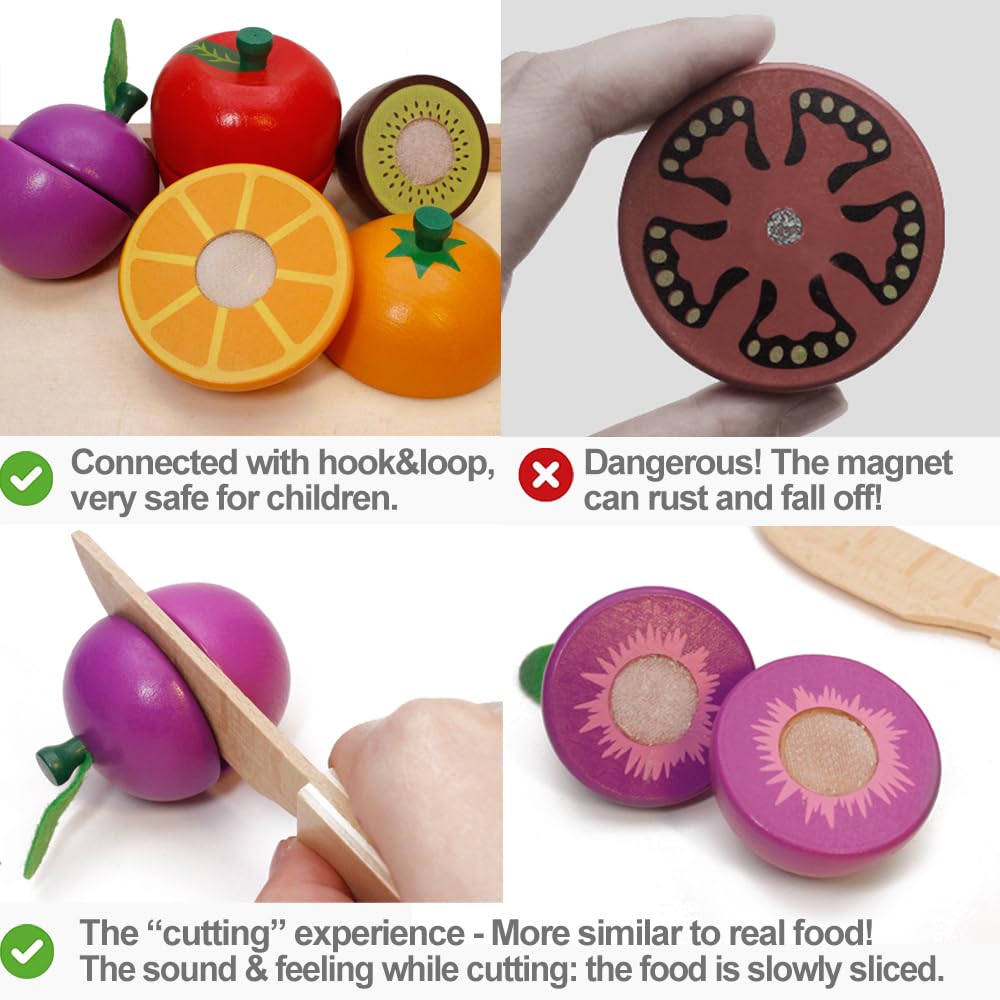 Wooden Cutting Play Food Set for Kids
