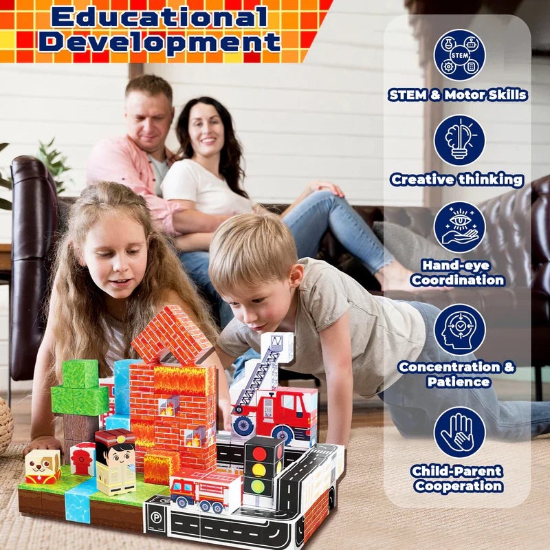 Fire Station Magnetic Building Blocks