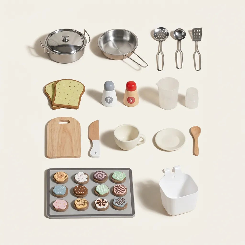 Wooden Play Food Sets for Kids Kitchen