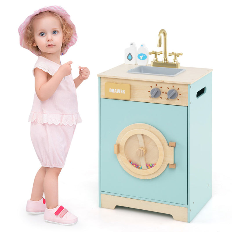 Kids Washer Playset Toy Washing Machine with Laundry Detergent