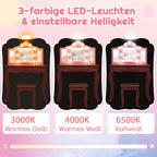 2 in 1 Kinder Schminktisch Mit Led-Leuchten & Klappbarem Spiegel & Schubladen Rosa