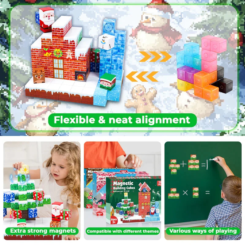 Ensemble de blocs de construction magnétiques de Noël