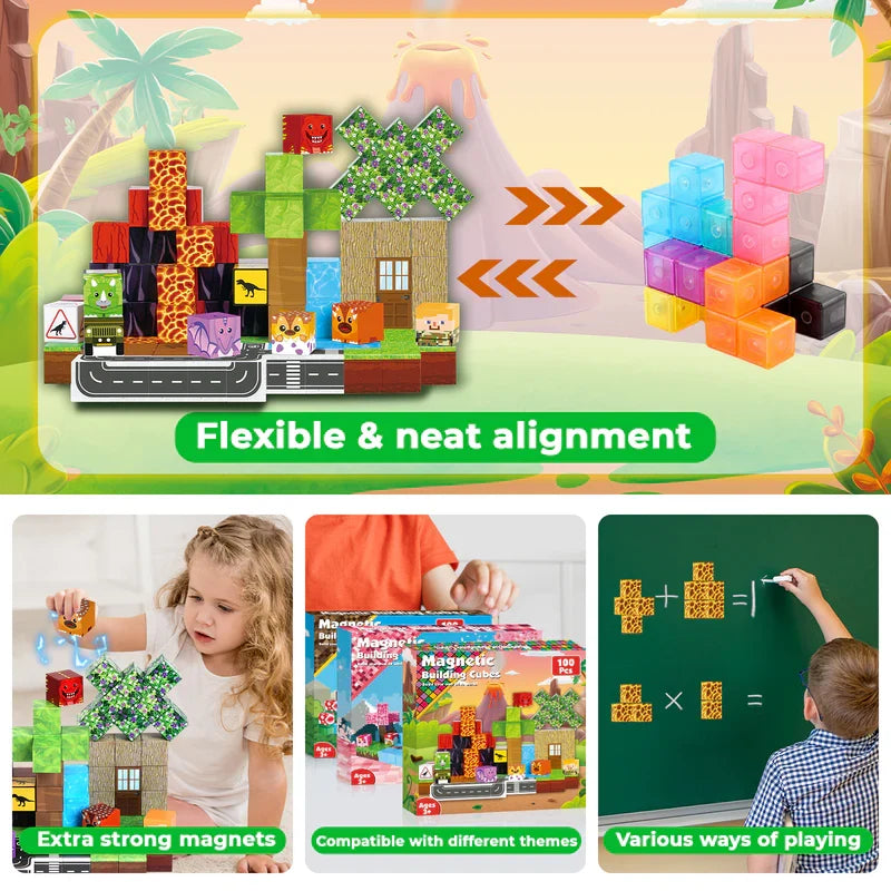 Dinosaur Magnetic Building Blocks Set