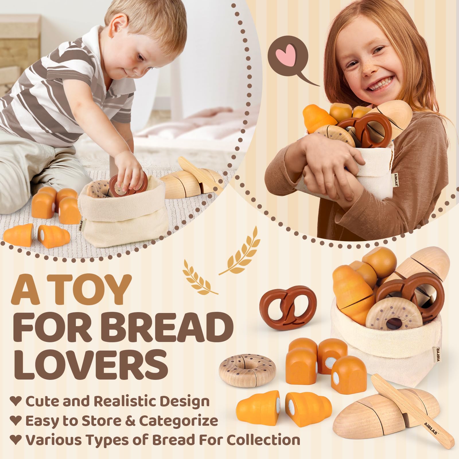 Wooden Cutting Play Food Set for Kids