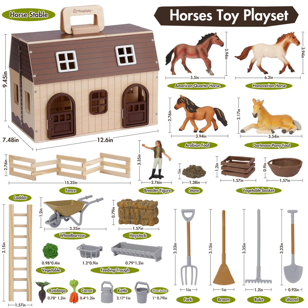 Holzpferdestall-Spielset für Kinder