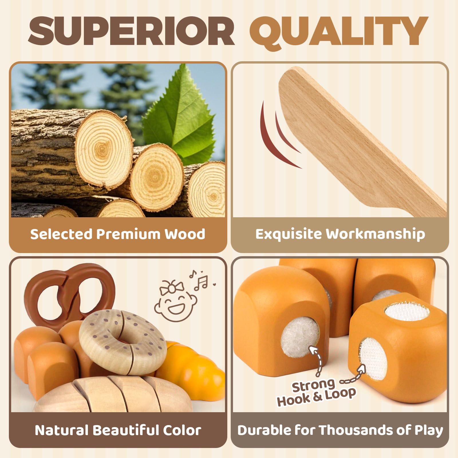 Wooden Cutting Play Food Set for Kids