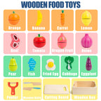 Wooden Play Food Cutting Set – 32 Pcs Fruits & Vegetables Toy