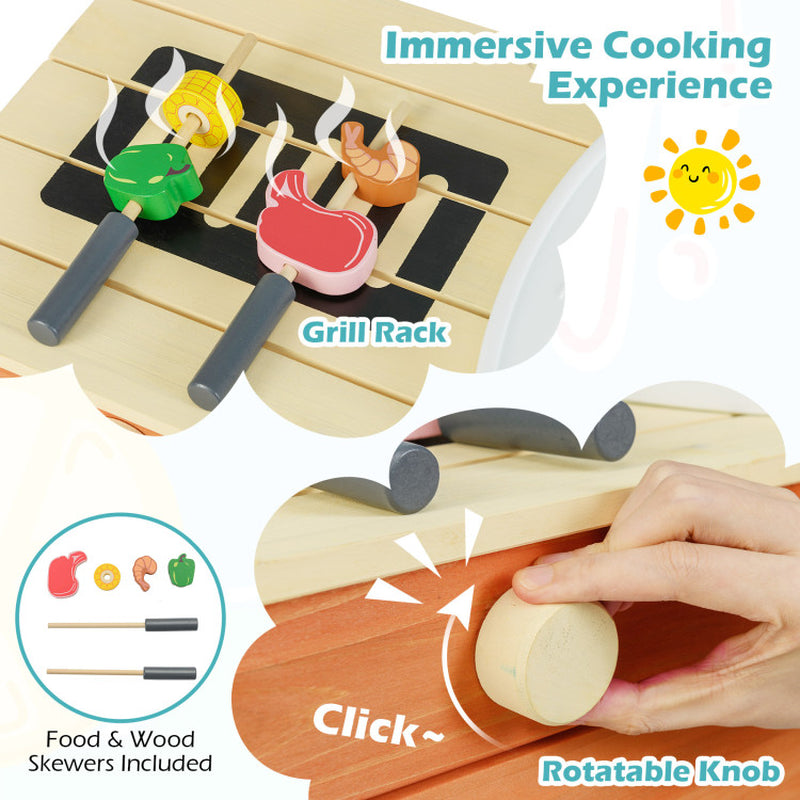 Kids Play Kitchen Set, Wooden Kitchen Playset Chef Pretend Mud Kitchen
