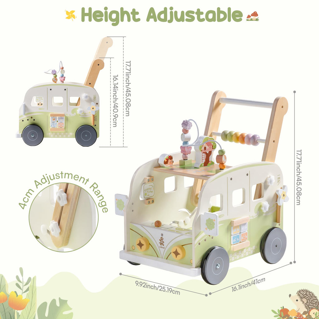 Hölzerner Baby-Lauflernwagen mit Aktivitätszentrum