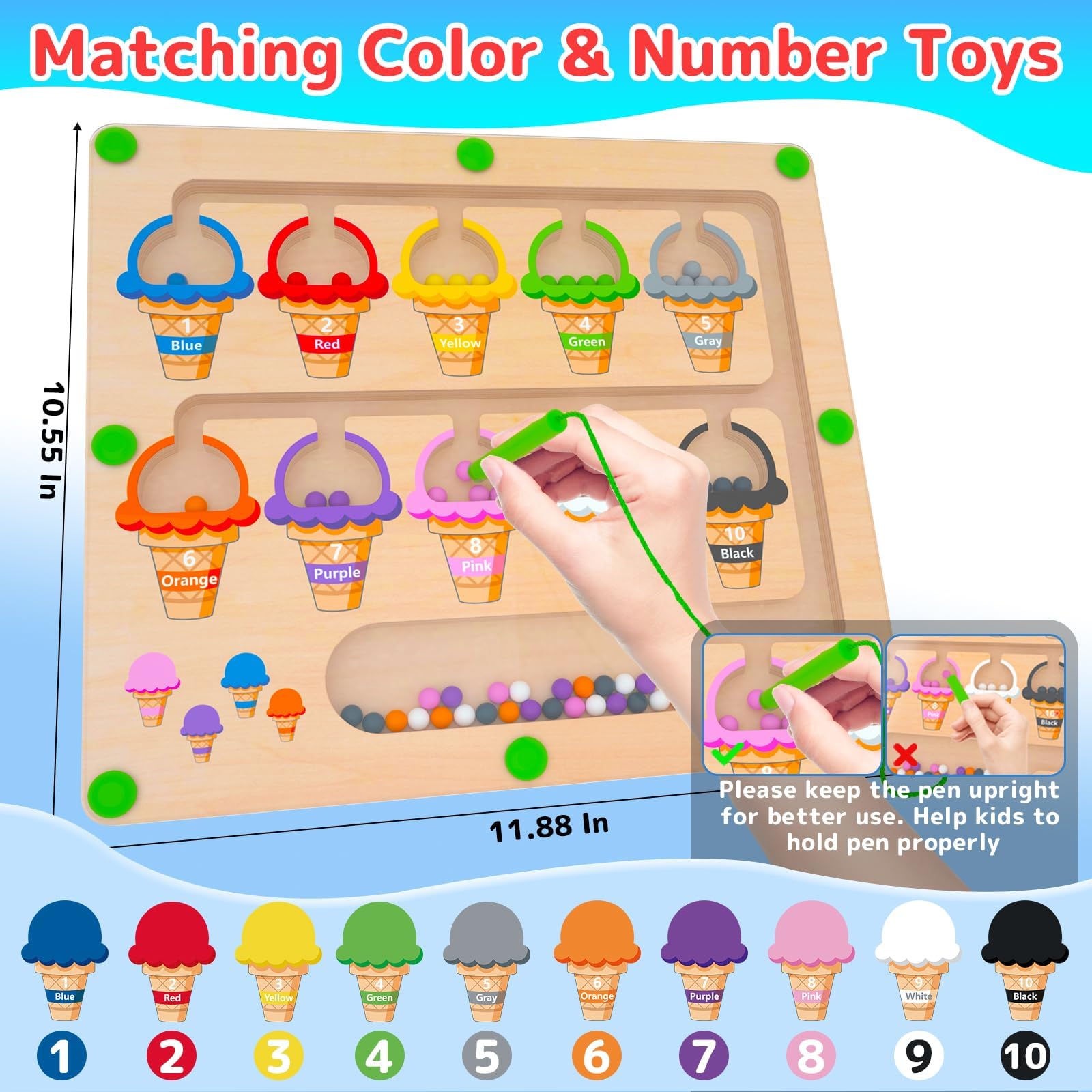 Wooden Magnetic Bead Maze Board for Toddlers