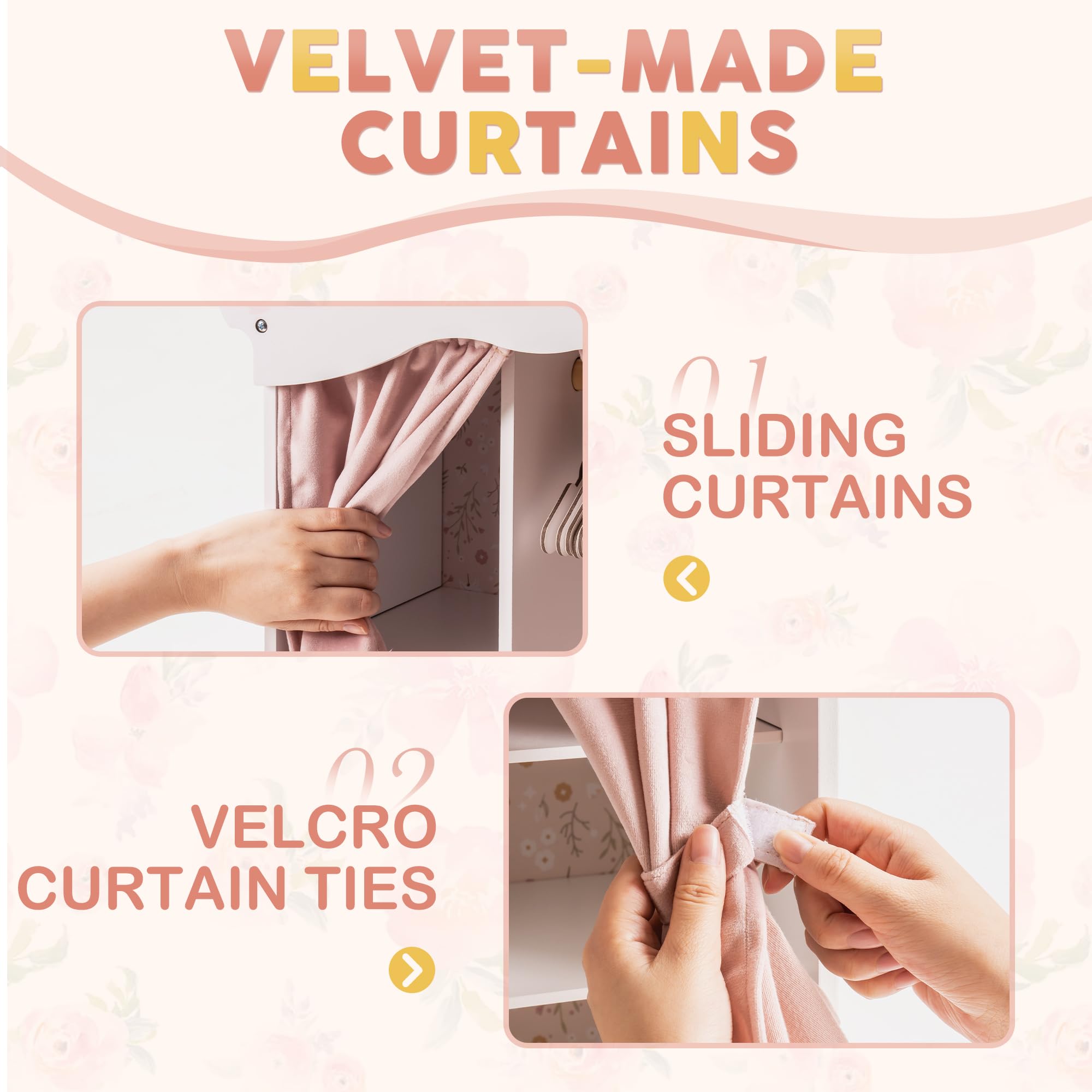 Holzpuppen-Kleiderschrank mit Spiegel & Kleiderbügeln SproutHands™