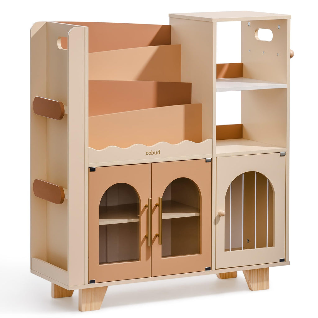 Étagère à livres et meuble de rangement pour jouets en bois pour enfants