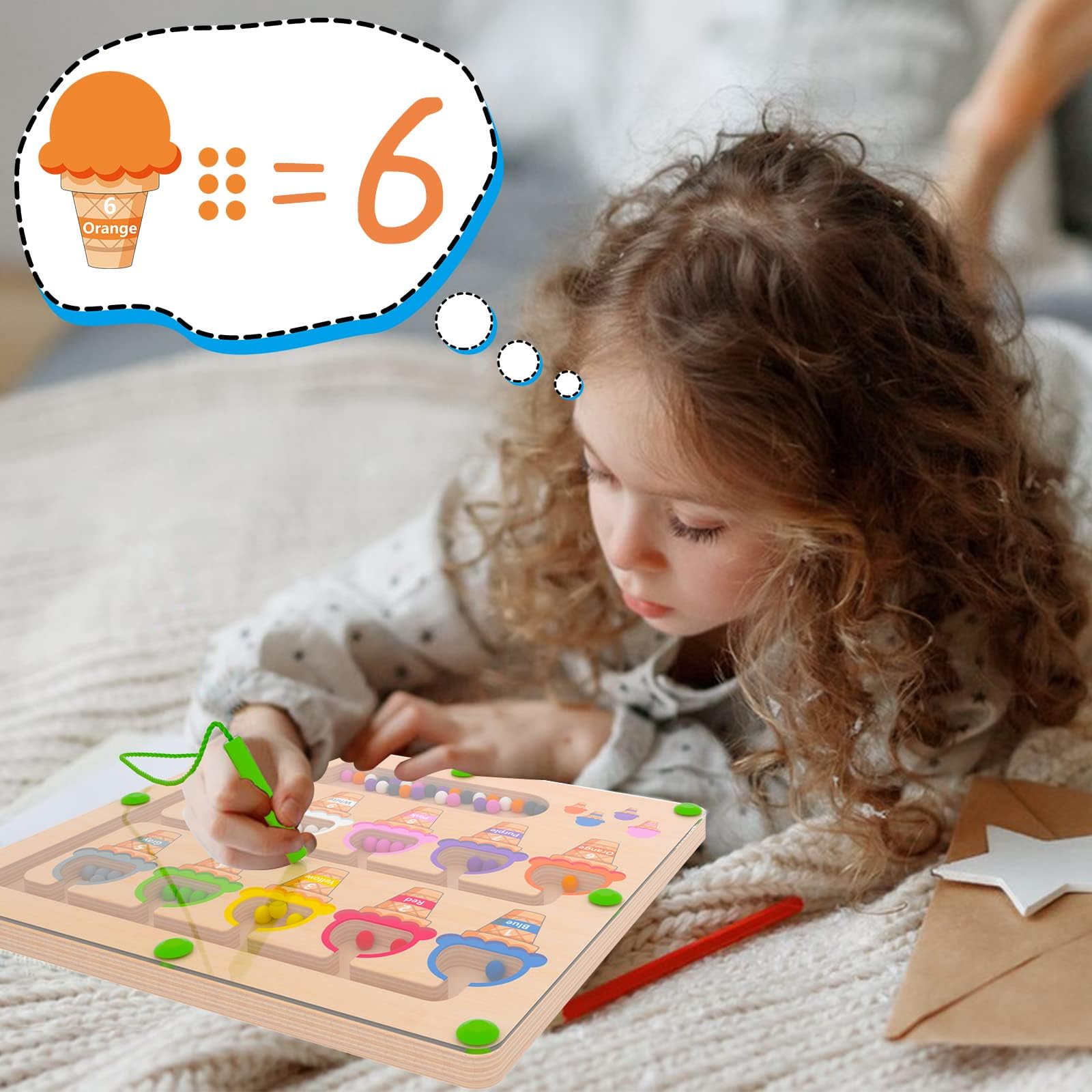 Wooden Magnetic Bead Maze Board for Toddlers