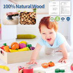 Wooden Play Food Cutting Set – 32 Pcs Fruits & Vegetables Toy