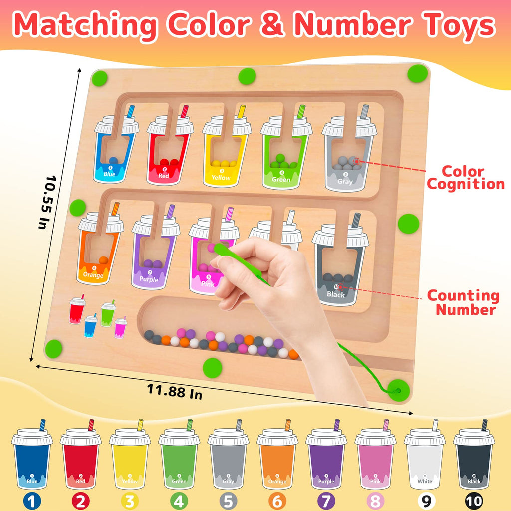 Wooden Magnetic Bead Maze Board for Toddlers