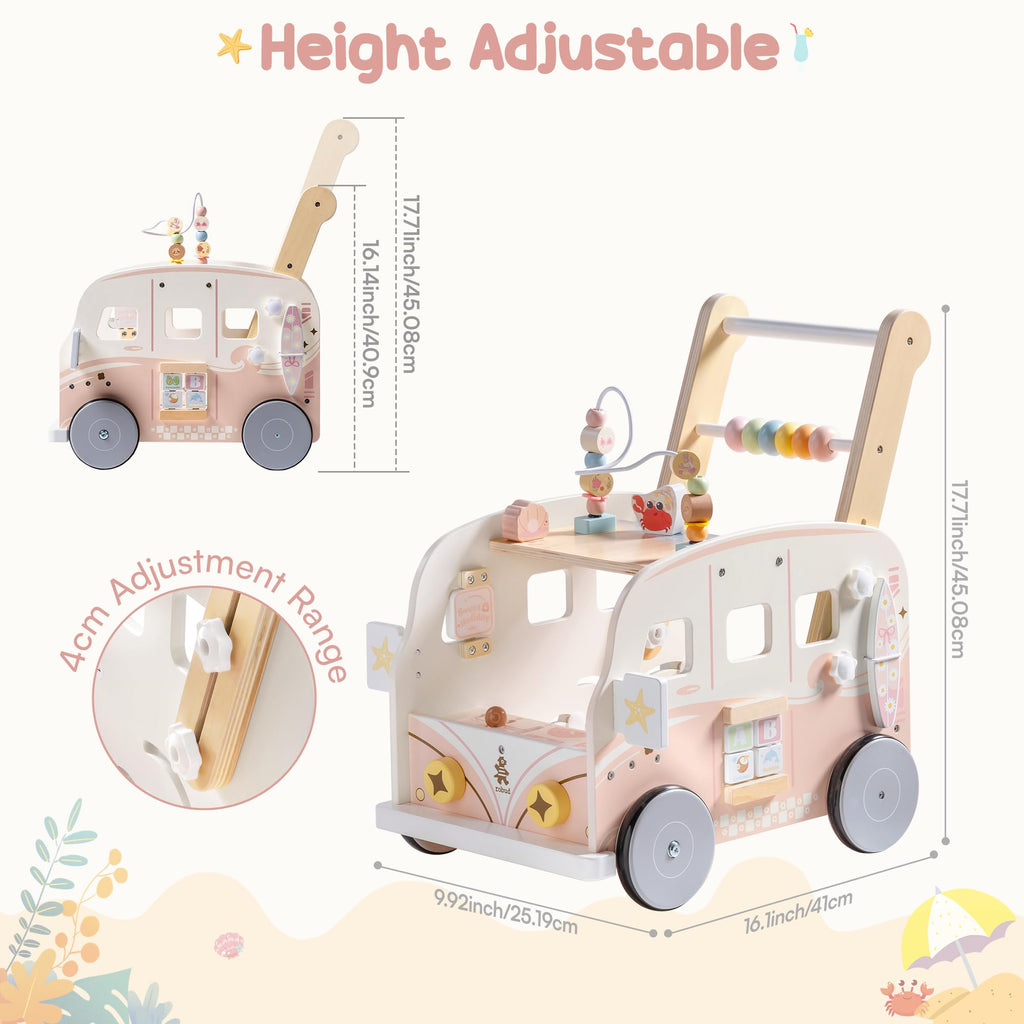 Hölzerner Baby-Lauflernwagen mit Aktivitätszentrum