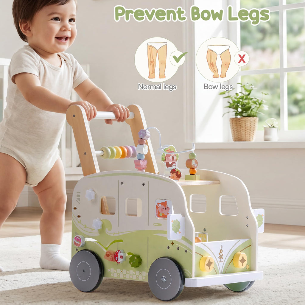 Hölzerner Baby-Lauflernwagen mit Aktivitätszentrum