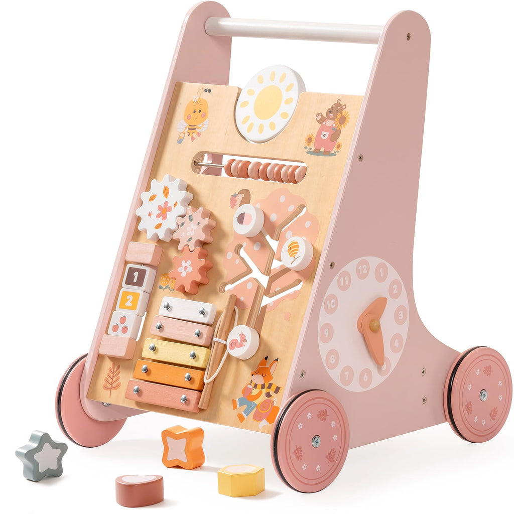 Wooden Baby Walker with Activity Center