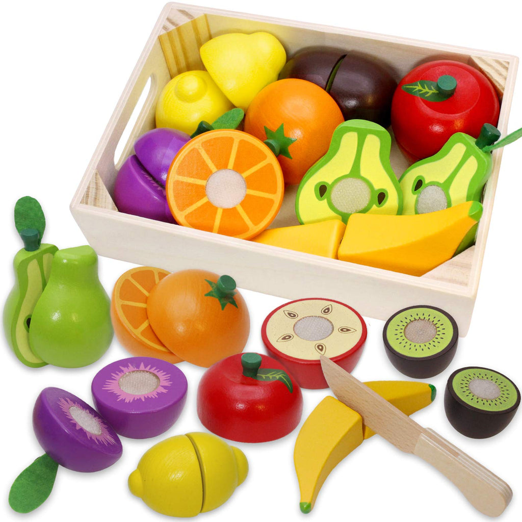 Wooden Cutting Play Food Set for Kids