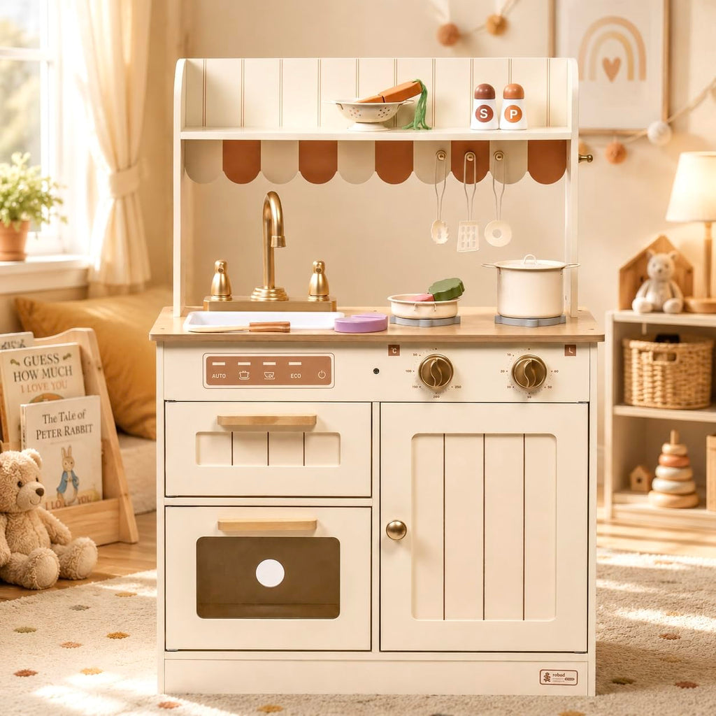 Cuisine en bois pour enfants avec évier