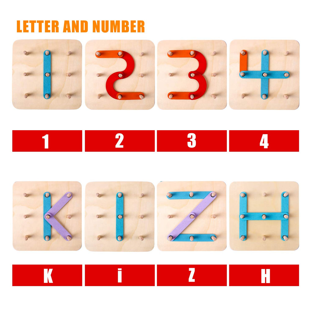Wooden Letter & Number Pegboard Construction Set