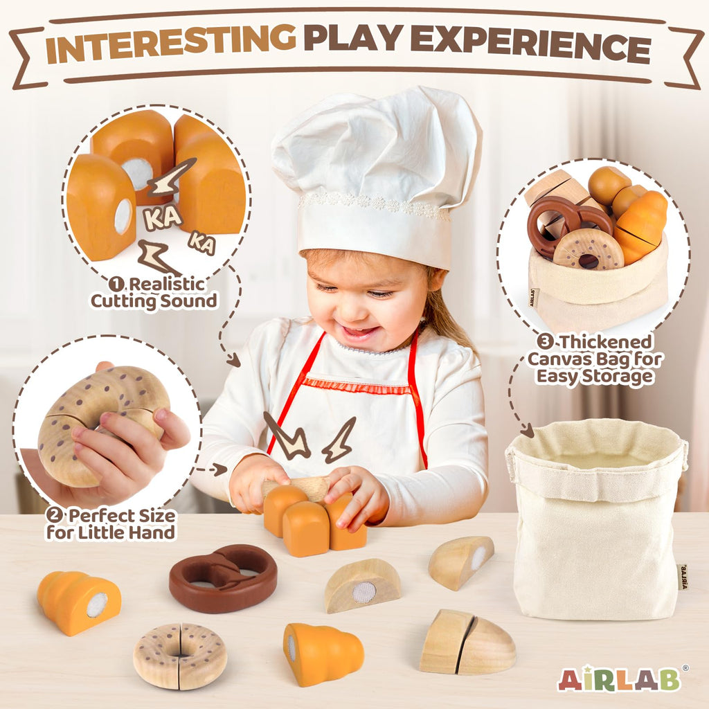 Wooden Cutting Play Food Set for Kids