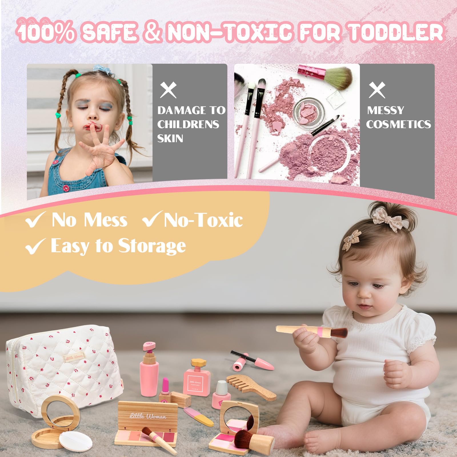 Hölzernes Make-up-Spielset für Kleinkinder