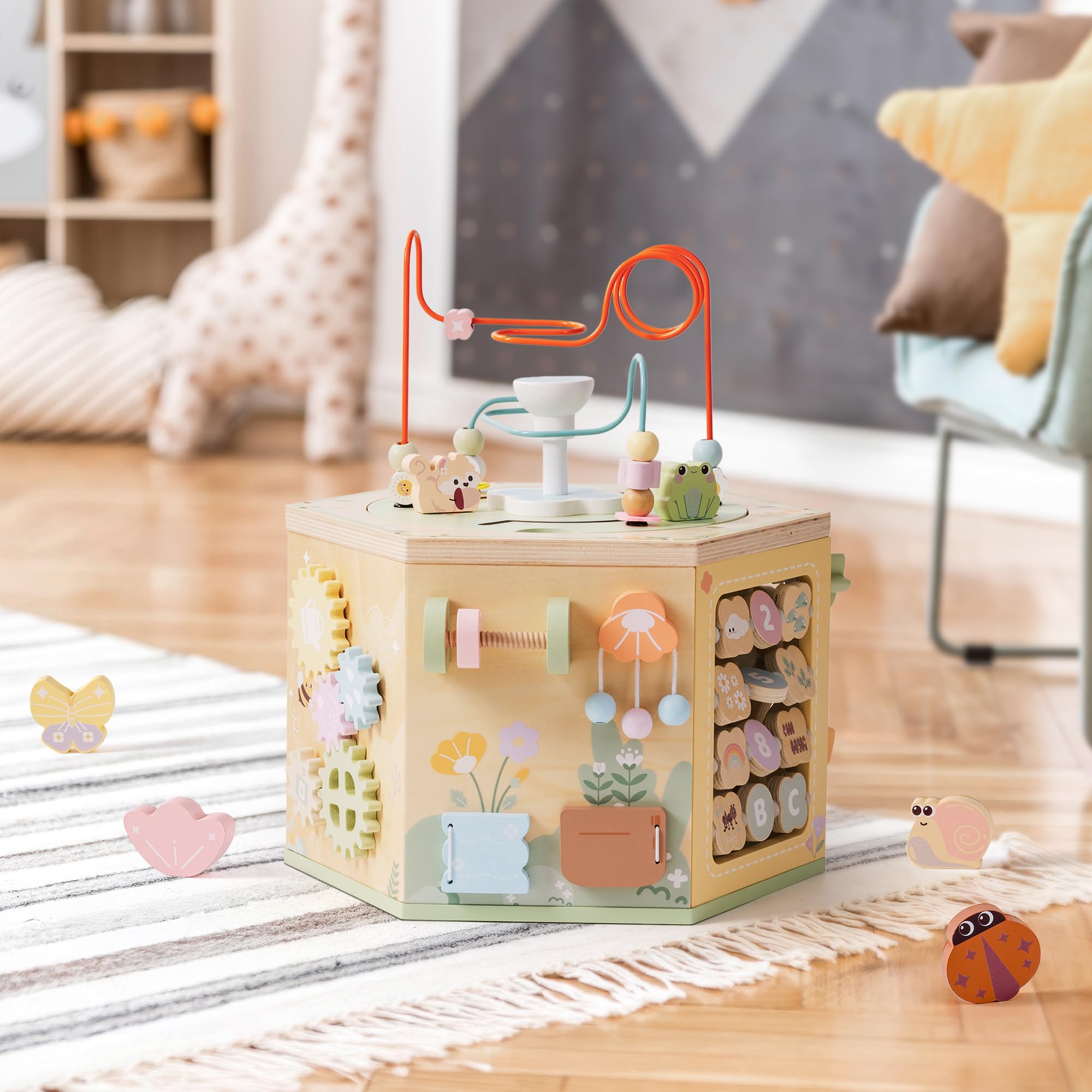 13-in-1 Holzwürfel mit Spiel- und Lernfunktionen für Kleinkinder