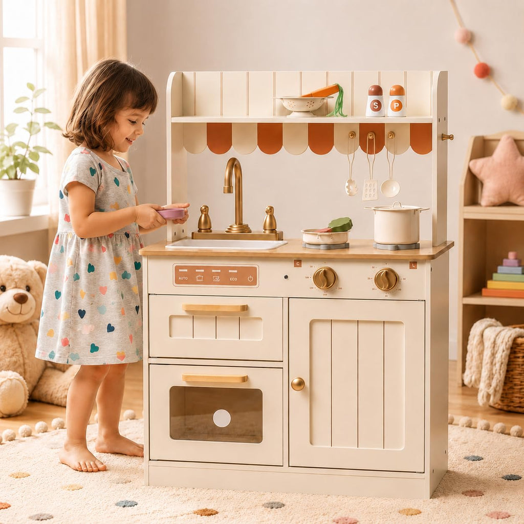 Cuisine en bois pour enfants avec évier