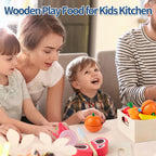Wooden Play Food Cutting Set – 32 Pcs Fruits & Vegetables Toy
