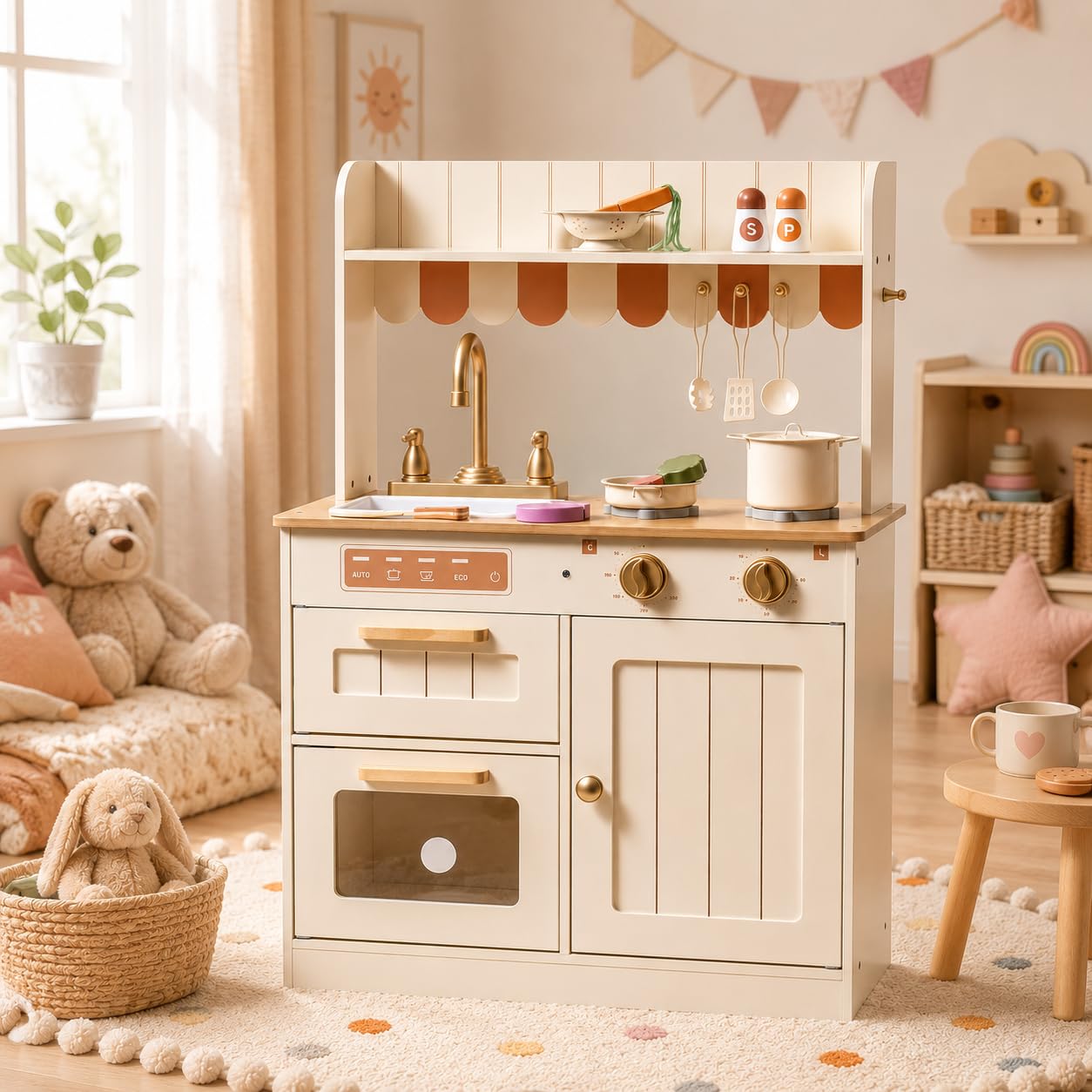 Cuisine en bois pour enfants avec évier