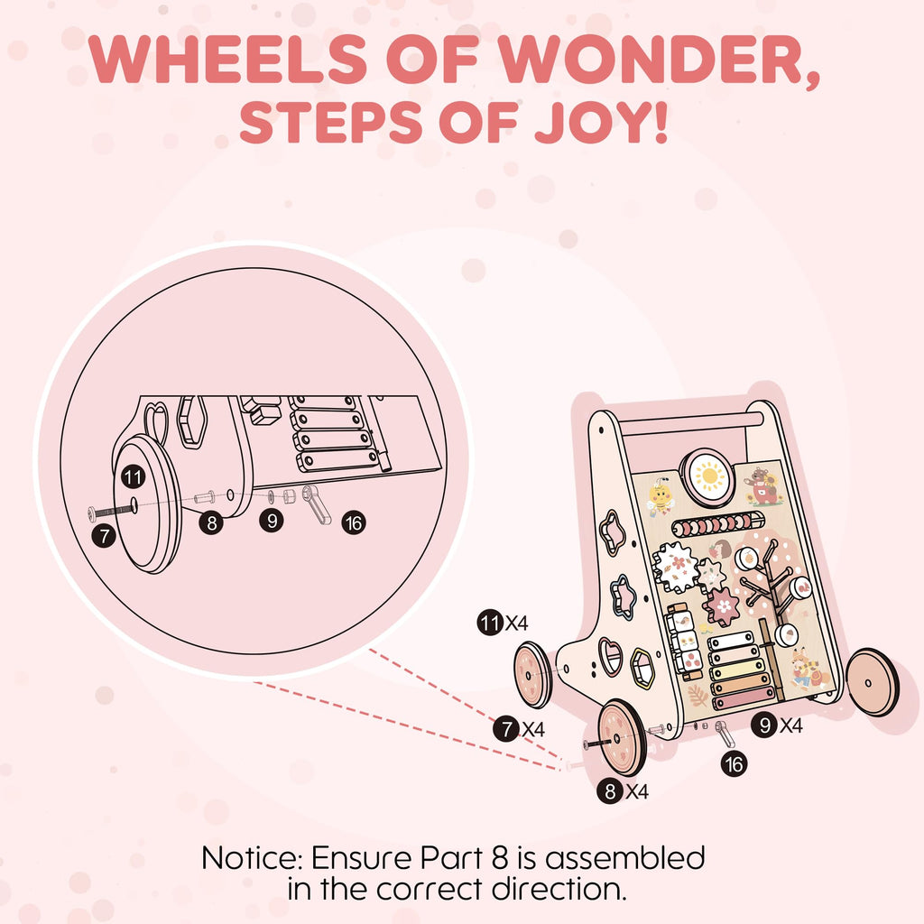 Wooden Baby Walker with Activity Center