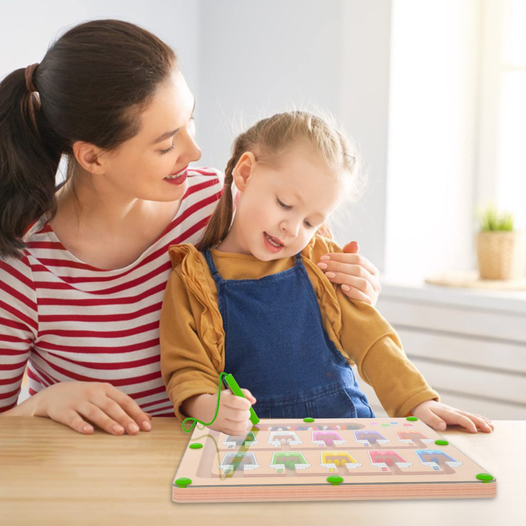 Wooden Magnetic Bead Maze Board for Toddlers