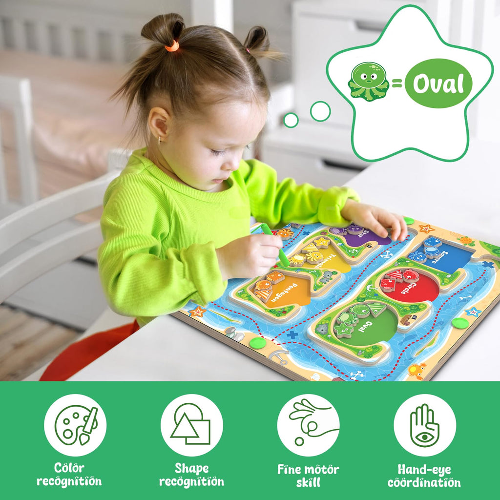 Wooden Magnetic Bead Maze Board for Toddlers