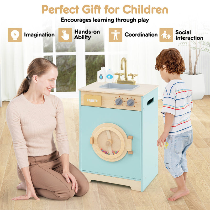 Kids Washer Playset Toy Washing Machine with Laundry Detergent