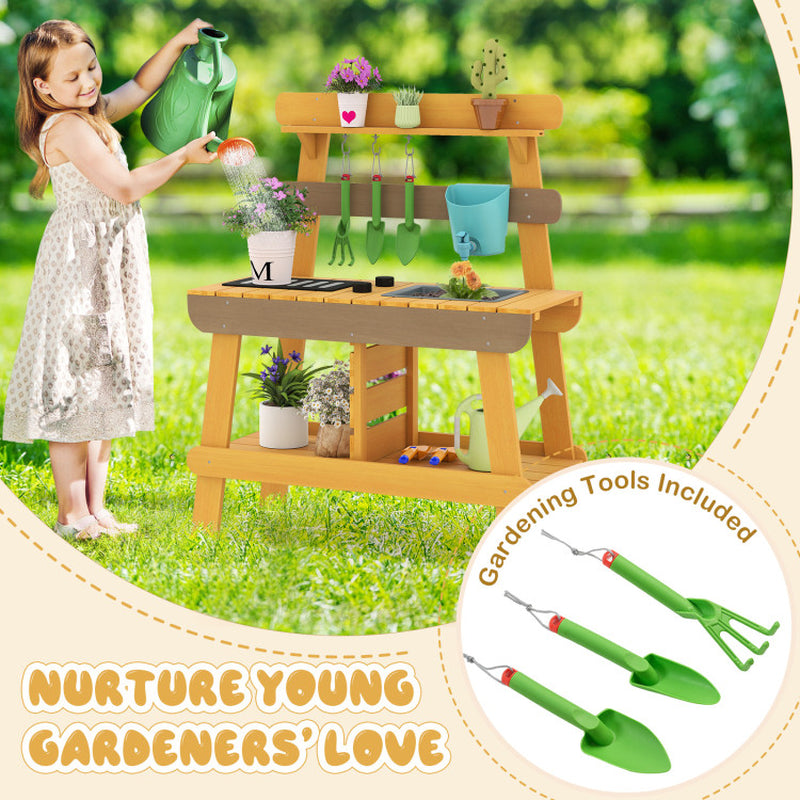 Outdoor Mud Kitchen for Kids Wooden Play Kitchen Toy for Boys Girls Aged 3-8