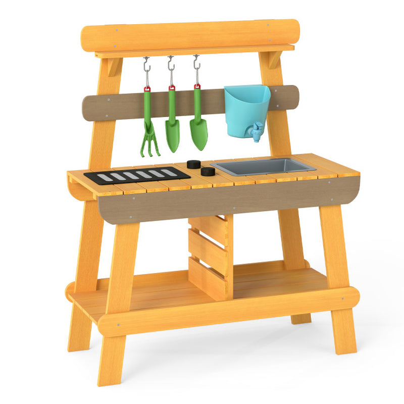 Outdoor Mud Kitchen for Kids Wooden Play Kitchen Toy for Boys Girls Aged 3-8
