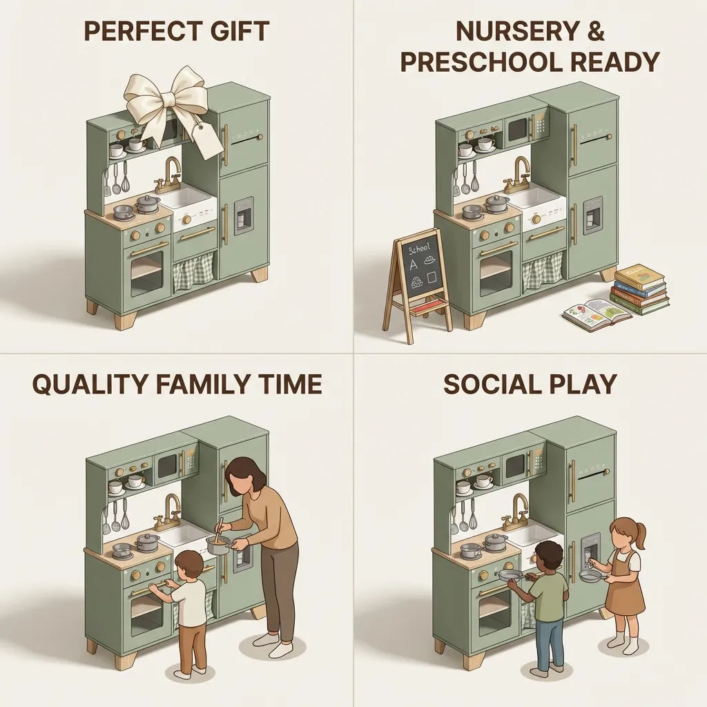 Bean Green Wooden Toy Kitchen Sets