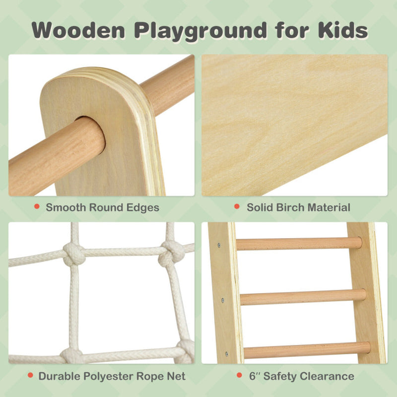 8-In-1 Wooden Climber Play Set with Slide and Swing for Kids
