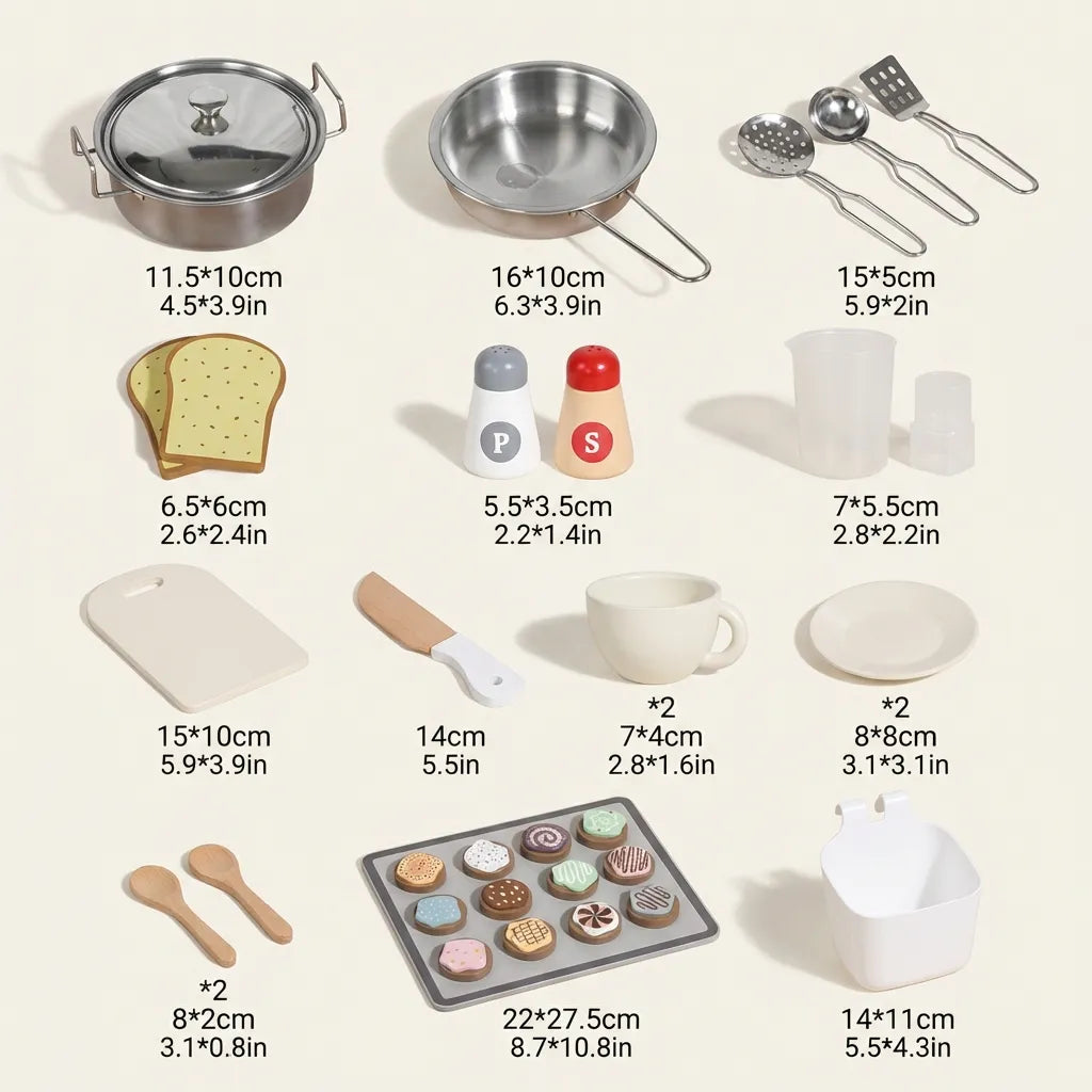 Wooden Play Food Sets for Kids Kitchen