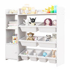 4-Tier Kids Bookshelf and Toy Storage Rack with 8 Toy Organizer Bins