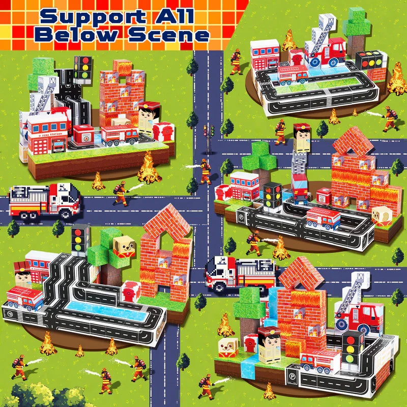 Fire Station Magnetic Building Blocks