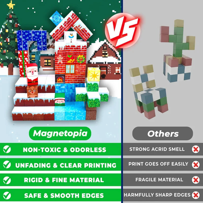 Ensemble de blocs de construction magnétiques de Noël