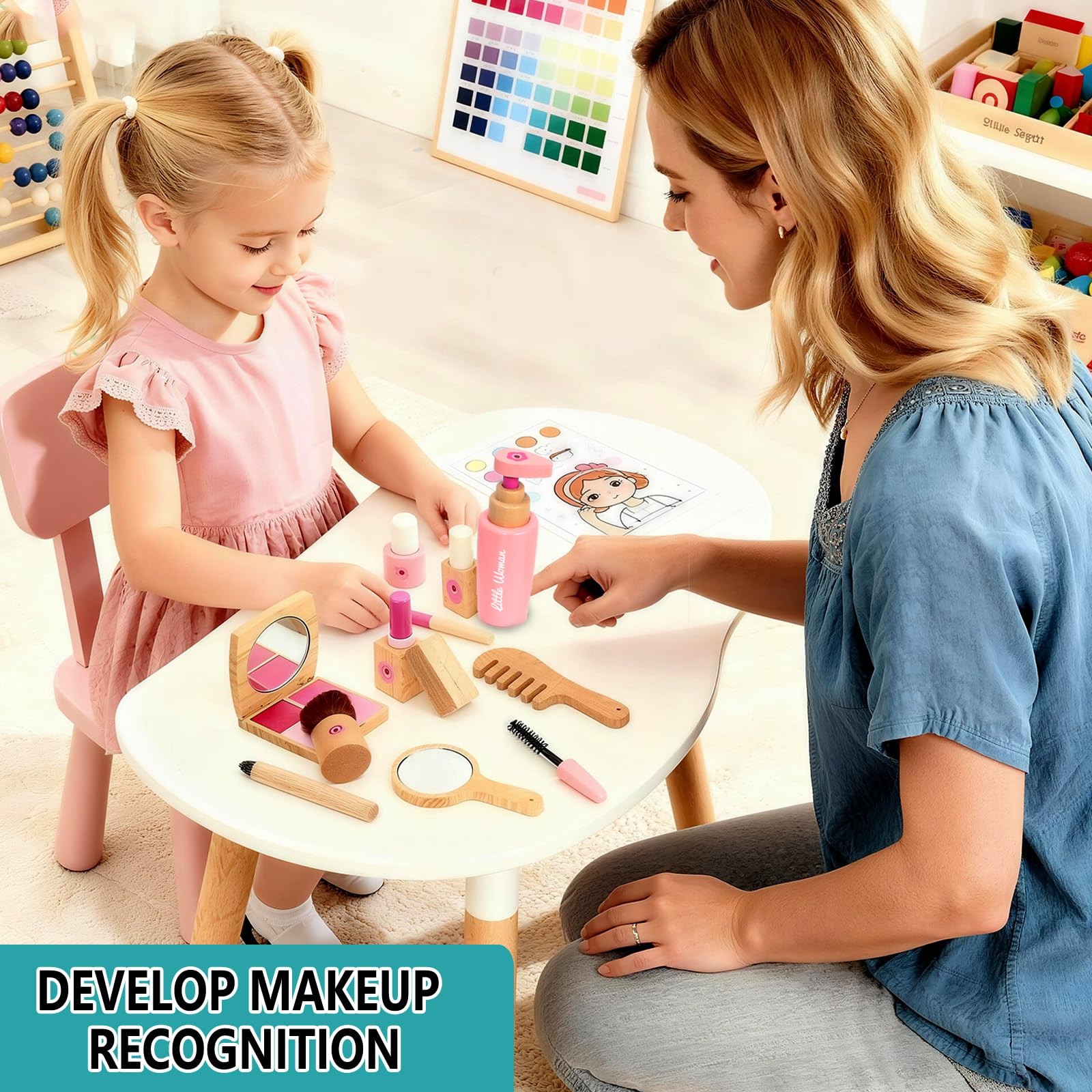 Hölzernes Make-up-Spielset für Kleinkinder