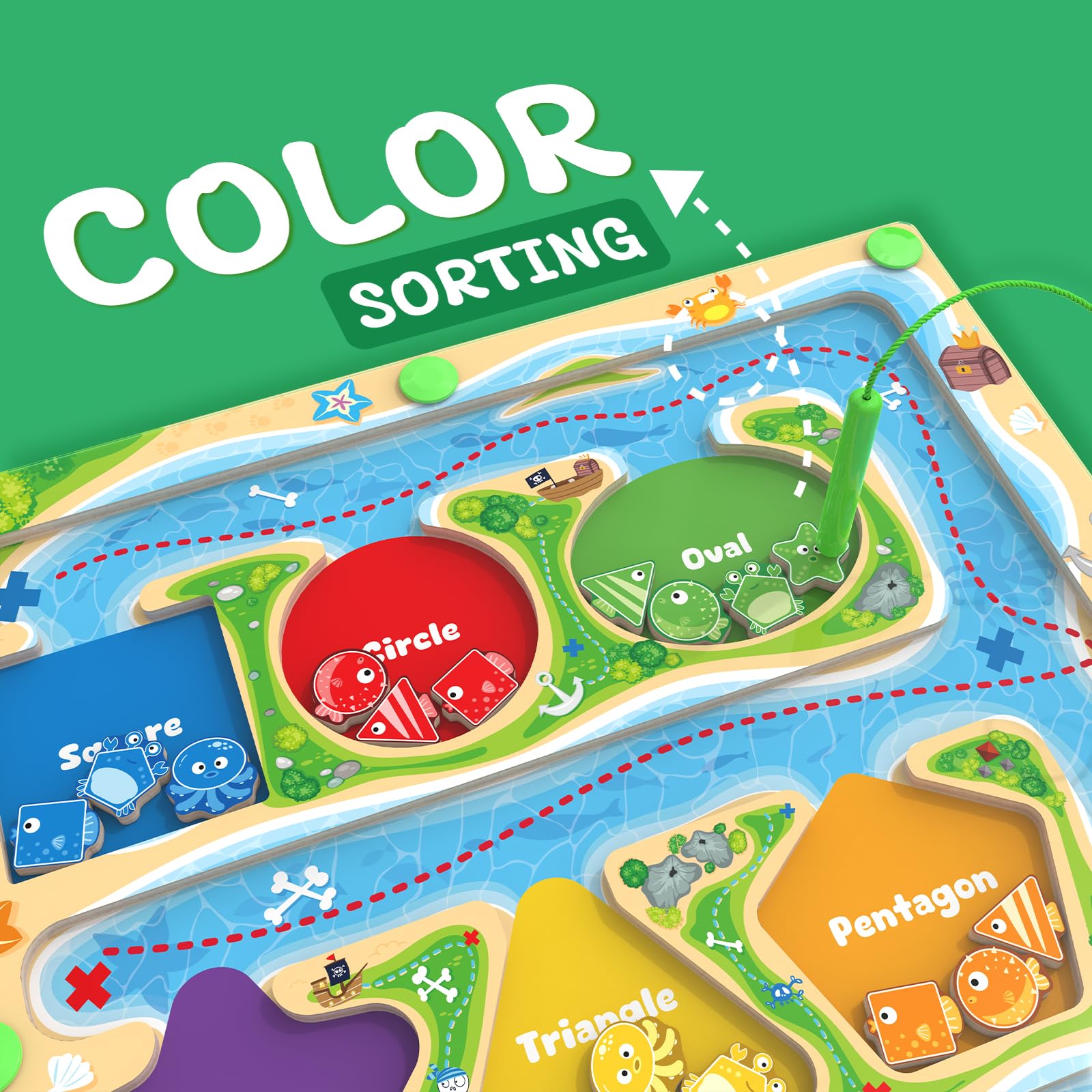 Wooden Magnetic Bead Maze Board for Toddlers