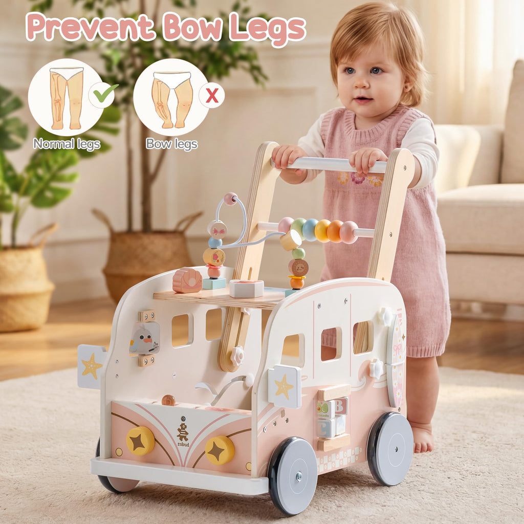 Hölzerner Baby-Lauflernwagen mit Aktivitätszentrum