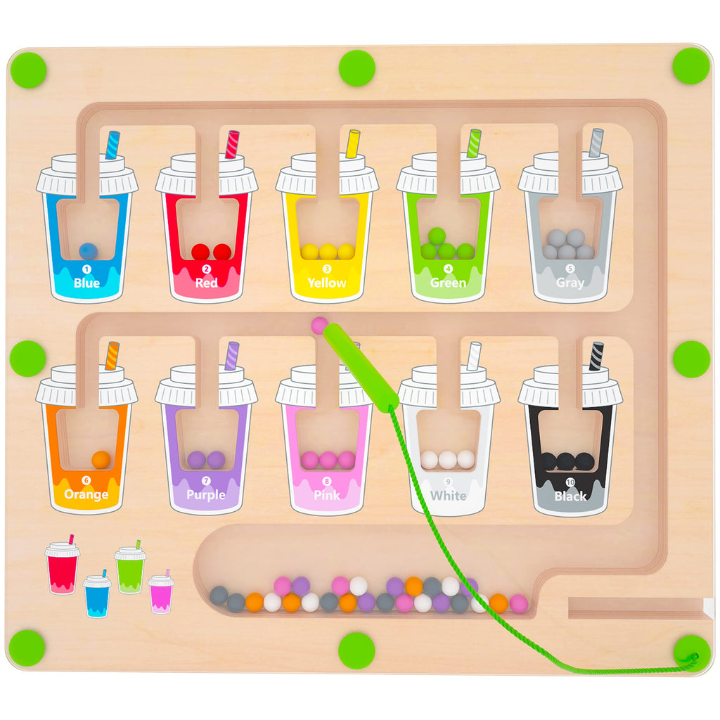 Wooden Magnetic Bead Maze Board for Toddlers