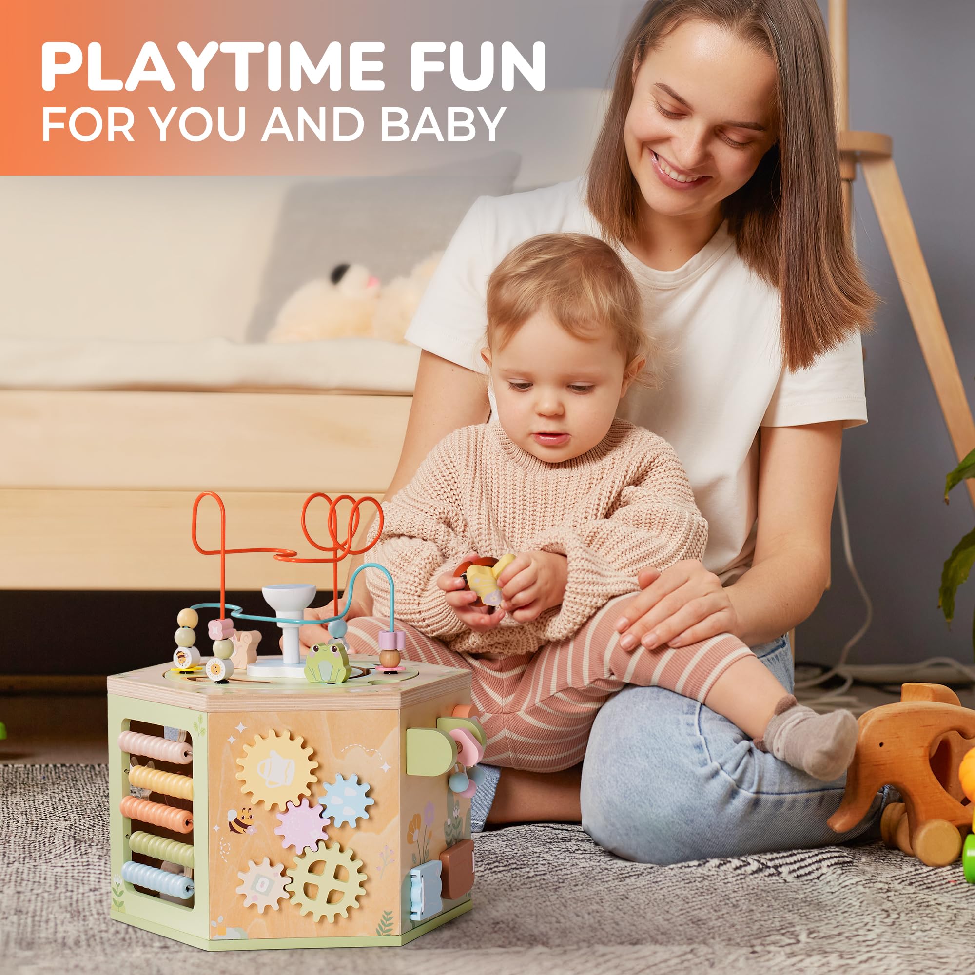 13-in-1 Holzwürfel mit Spiel- und Lernfunktionen für Kleinkinder